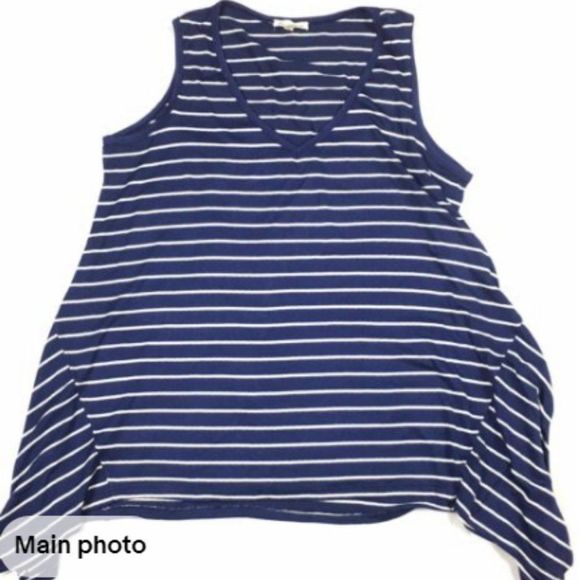 Jane and Delancy Womens Tank Top Blue White Stripes Sleeveless 1X - Picture 1 of 2